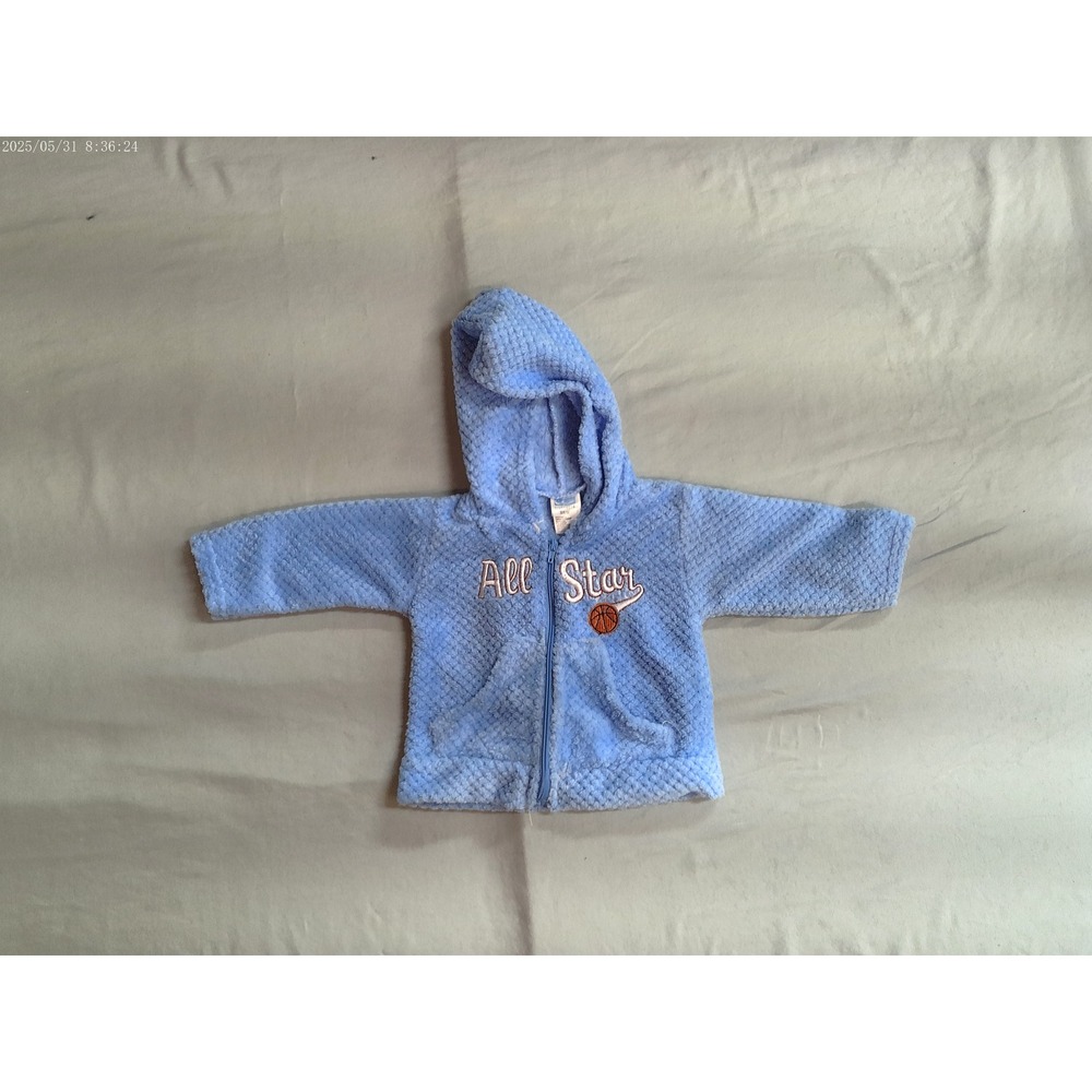 Custom Embroidery All Star Basketball Blue Fuzzy Zip‎ Hoodie Infant 3-6 mo